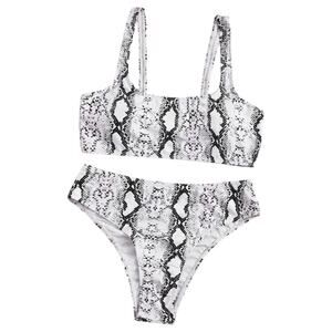 Snakeskin Print High Waist Bikini Set Size M White Black Pink Costume Party NWOT
